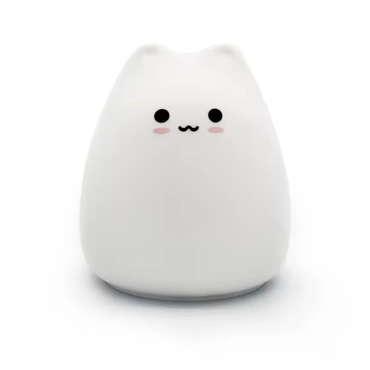 Luz nocturna LED de gato colorido en silicona lámpara de silicona de dibujos animados decoración para dormitorio iluminación de lado - 1