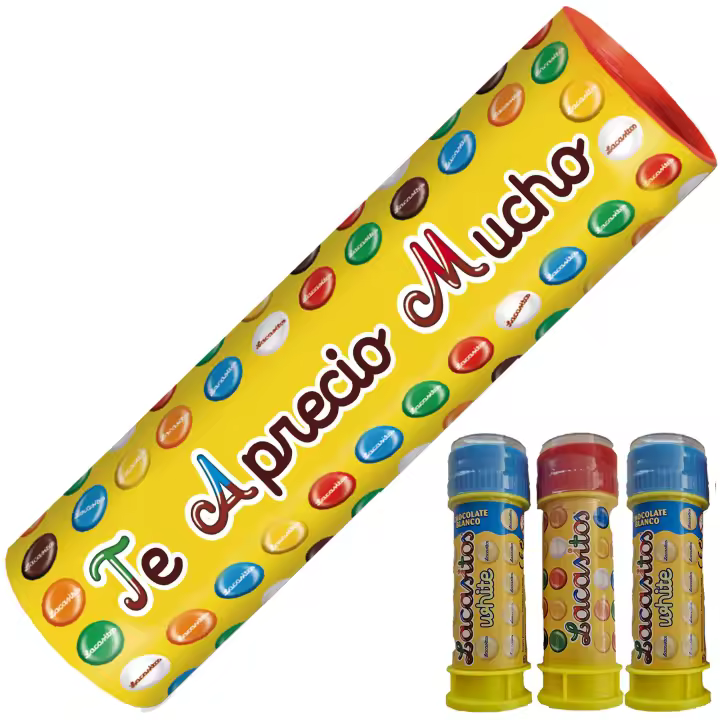Lacasitos Megatubo 1,5 KG-Te aprecio mucho + 3 POMPEROS LACASITOS - 1