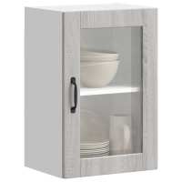 vidaXL Armario de pared para cocina puerta cristal Porto en color Roble ahumado/Roble Sonoma/Negro y más | almacenamiento funcional diseño moderno para baño dormitorio sala - details 6