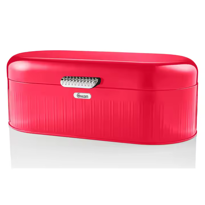 SWAN SWKA1014RN Retro Bin Panera de Mesa para Guardar Pan, Bollería, Diseño Vintage, Bread Bin, Caja Metal, , Rojo - 1