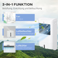 Aire acondicionado portátil 3 en 1 con humidificador, refrigeración por Agua, 15 litros, ossilación de 60 °, temporizador de 7,5 horas, Mando Distancia, Pantalla LED, 20 m², Blanco, 37x32x78 cm. - details 3