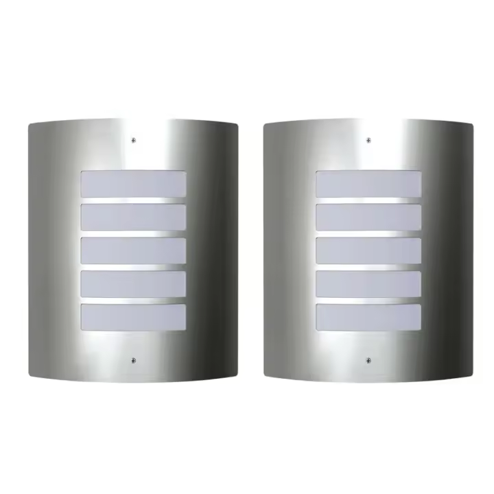 2 Apliques de exterior, lámparas de pared de acero inoxidable - 1