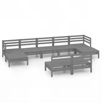 VIDAXL 3083356 juego de muebles para exterior hecho de madera de pino de color gris 9 piezas - 1