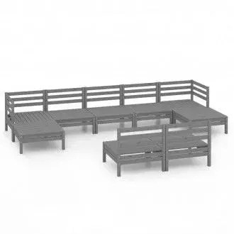 VIDAXL 3083356 juego de muebles para exterior hecho de madera de pino de color gris 9 piezas - 1