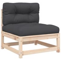 vidaXL Sofá de jardín sin reposabrazos con cojines madera maciza pino Natural y negro, Natural y girs, Marrón pino Conjunto Terraza Muebles Jardín Exterior Juego de Muebles de jardín Mueble Jardín Exterior Muebles de Salon Exterior - details 3