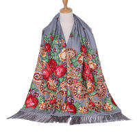 Bufanda De Lujo Para Mujer Con Floral Shawl Vintage Con Borlas Cálido Foulard Bandana Estilo Casual Tamaño Grande Para Otoño E Invierno - details 7