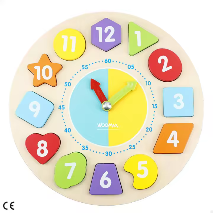 Reloj Madera con 13 piezas. 22x7x22 cm - Modelos surtidos (Color Baby 33073) - 1