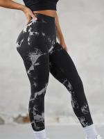 Pantalones De Yoga De Cintura Alta Sin Costuras Con Glúteos En Tie-Dye Para Mujer Elasticidad Fitness Leggings De Nylon - details 5