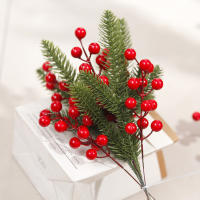 10Pcs Ramas De Pino Artificial Con Bayas Rojas Para Decoración De Navidad Árbol De Navidad Corona De Navidad Regalo De Decoración - details 2