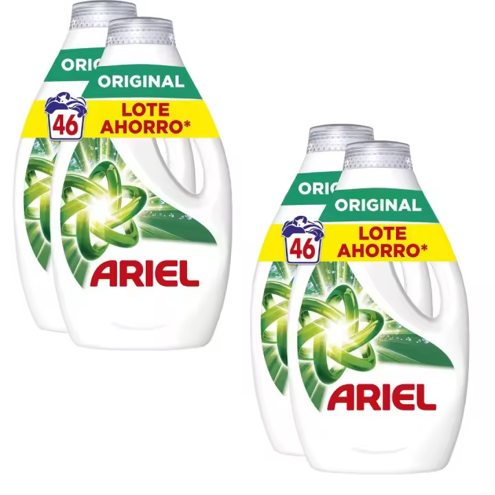 Ariel Original Detergente Líquido - Pack de 92 lavados (4 botellas de 23 lavados) ¡Limpieza profunda y brillo radiante para tu ropa! - 1