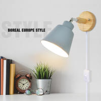 Nordic Wall light Indoor DIY E27 Wooden 6 Colors EU/UL Plug 350° Wall lamps For Living room Bedroom Aisle Sconce Fixtures Decov - details 0