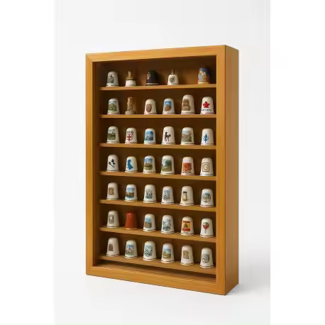 Vitrina colecciones miniaturas. Acabado Barniz Roble. Medidas (ancho/fondo/alto): 30 * 5 * 48 cms - 1