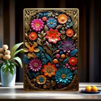 1Pc Vintage Placa De Metal Aluminio Con Diseño Floral Colorido Ideal Para Dormitorio Café Hombre Cueva Bar Decoración De Pared 8X12 Pulgadas - details 0
