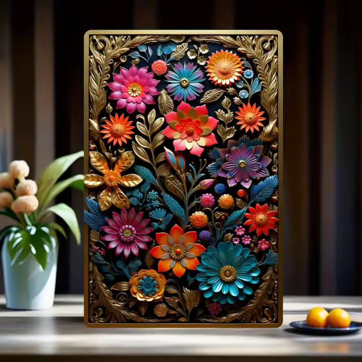 1Pc Vintage Placa De Metal Aluminio Con Diseño Floral Colorido Ideal Para Dormitorio Café Hombre Cueva Bar Decoración De Pared 8X12 Pulgadas - 1
