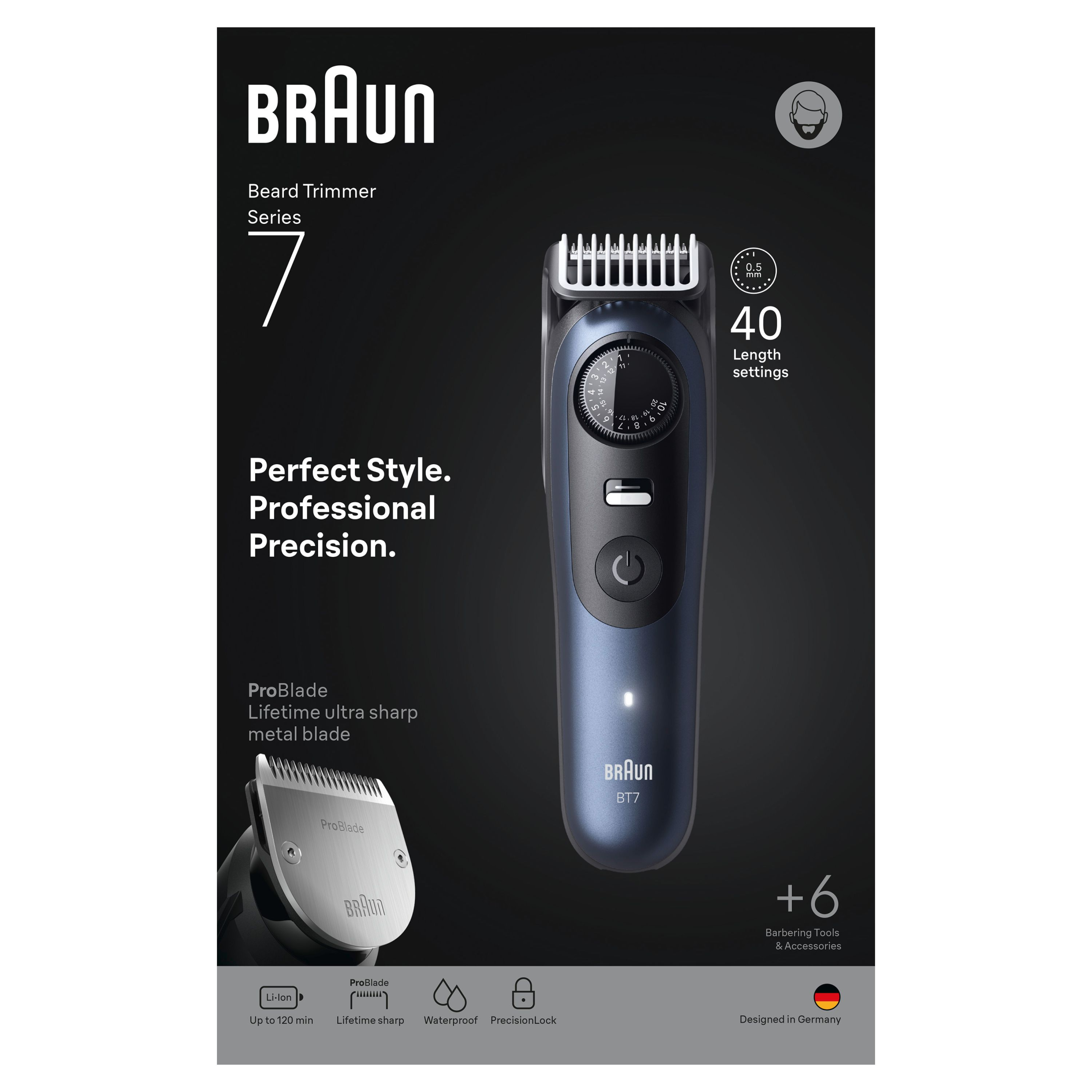 Braun Recortadora Series 7. Rasura, Recorta, Perfila, Afeitado perfecto, precisión profesional. Producto Europeo con Garantía Oficial.