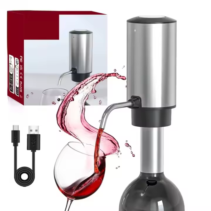 Aguja Para Abrevidrios Eléctrica Recargable Roja Con Cortador De Película Y Tapa Para Vino Regalo De Navidad Eco-amigable - 1