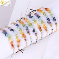 Pulsera De Cristal De 7 Chakras Para Mujer CSJA Con Cadena De Acero Inoxidable Y Pedrería Natural Amatista Pulsera De Moda J016 - details 2