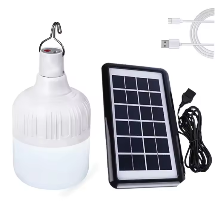 Lámpara De Emergencia LED Recargable USB Con Panel Solar Portátil Para Camping Y Jardín Bulbo Energía Ahorradora Con Gancho Para Colgar - 1