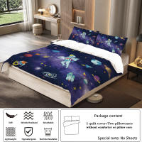 Juego De Cama 3 Piezas Estilo Espacial Con Patrón De Astronauta Y Cielo Estrellado Funda De Edredón Y 2 Fundas De Almohada Poliéster Cómodo Set De Cama - details 9