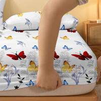 Sábana Ajustada Moderna Y Sencilla Con Estampado De Plantas Flores Y Mariposas Mate Para Dormitorio Sin Almohadillas Ni Fundas De Cojín - details 4