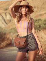 Bolso de hombro grande para mujer con correa ajustable y extraíble (marrón) - details 1
