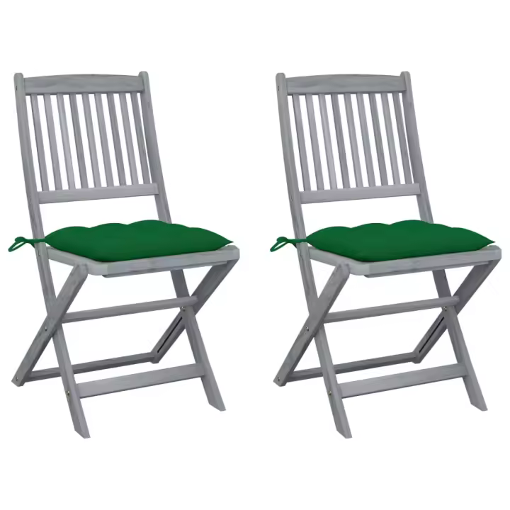 vidaXL Sillas de jardín plegables 2 uds cojines madera maciza acacia - 1