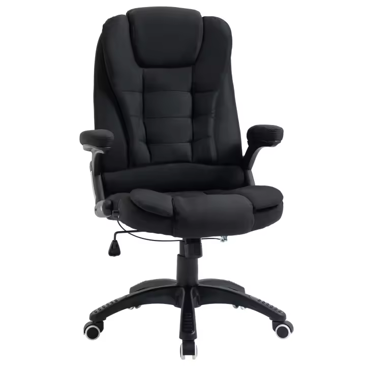 Vinsetto silla de oficina silla para ordenador tumbado relajado silla de escritorio regulable en altura ergonómica 360° espuma plástico imitación lino poliéster negro 65 x 72 x 100-120 cm - 1
