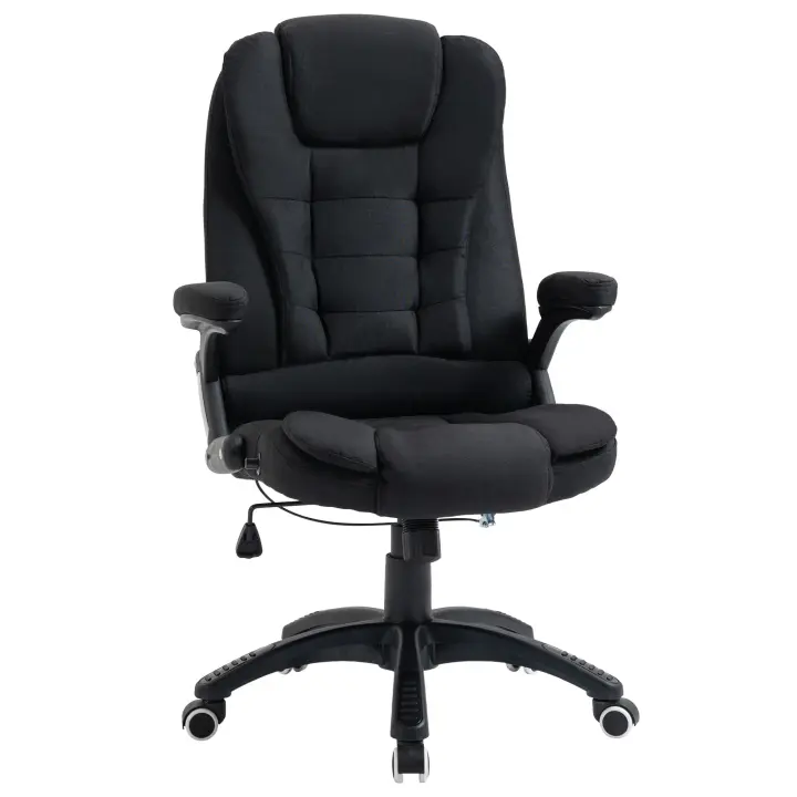 Vinsetto silla de oficina silla para ordenador tumbado relajado silla de escritorio regulable en altura ergonómica 360° espuma plástico imitación lino poliéster negro 65 x 72 x 100-120 cm - 1