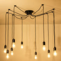 Lámpara Colgante Industrial Retro Para Restaurante Ropa Y Hogar Con Multiple Cabezas Estilo Araña Para Sala De Estar Y Dormitorio - details 1