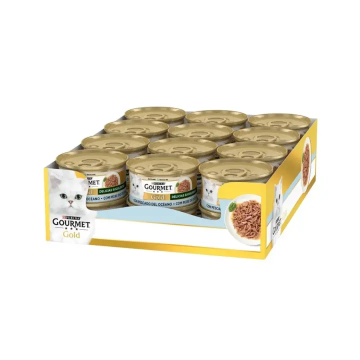 GOURMET - Gold Delicias Suculentas (24x85 gr) - Comida Húmeda en Lata (Pescado del Océano) - 1