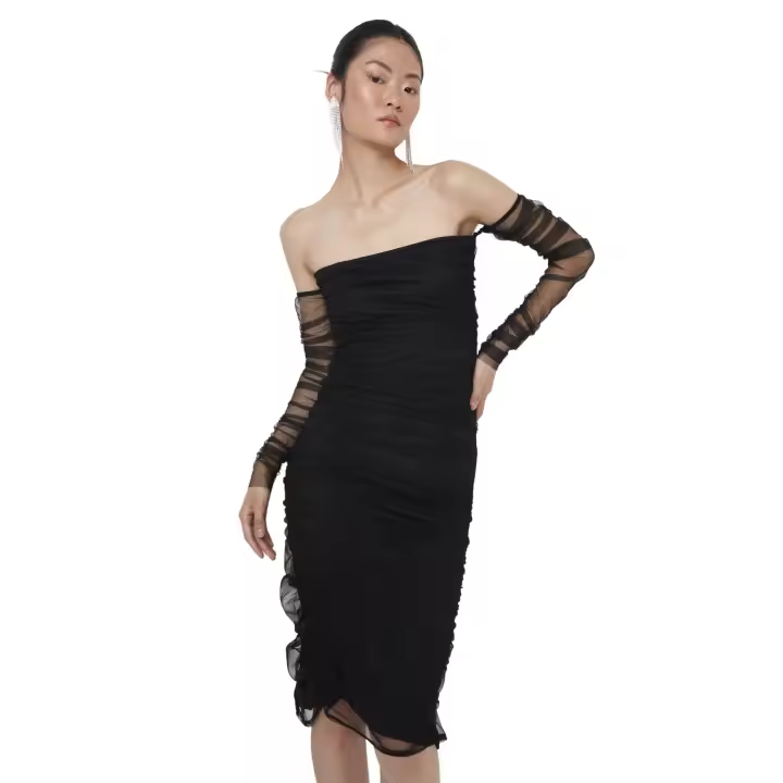 Trendyol Black Draped Detailed Evening Dress Tpraw23El00346 - 1