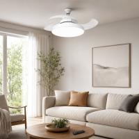 Lámpara Ventilador Karawan de Techo LED Blanco 40cm con Mando a Distancia, Aspas Retráctiles, 4 Velocidades, Luz Regulable y Funcionamiento Silencioso - details 4