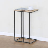 Max Home - Mesa auxiliar en forma de C, de madera y acero, 40x30x66 cm, soporta hasta 6 kg, forma rectangular, sistema de nivelación en las patas, estable y resistente, mesita de sofá, mesas auxiliares pequeñas, decoración, estilo industrial - details 1