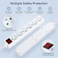 Aigostar Regleta alargador de 6 Tomas con Interruptor y Protección Infantil, 1.5/3/5 M, Blanco, MAX 3680W, 16A 250V - details 1
