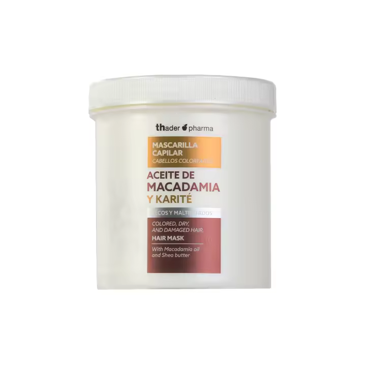 Thader Pharma Mascarilla capilar con Aceite de Macadamia y Karité ideal para cabellos teñidos y secos, 700 ml - 1