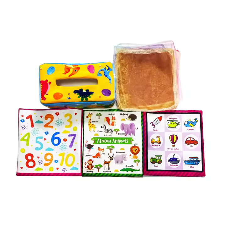 Baby Tissue Box Soft Stuffed High Contrast Montessori Square Sensory Toy for Toddler Educational Learning Toys Montessori Toys - 1
