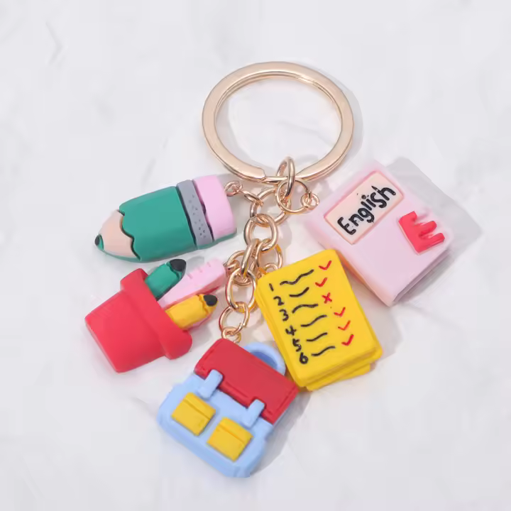 Porta Llaveros De Libro Y Bolígrafo Colgante De Encanto Para Llaves Accesorio De Moda Material De Aleación De Zinc Y Resina - 1