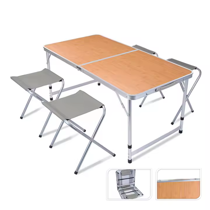 Conjunto de Camping Redcliffs - Mesa y 4 Sillas de Aluminio Plegables 120x60x70cm - 1