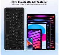 Teclado inalámbrico Bluetooth Qulose, miniteclado recargable tipo C, diseño ergonómico ultrafino, disposición QWERTZ alemán, compatible con Android/iOS/Windows 11/10/8, color negro - details 2