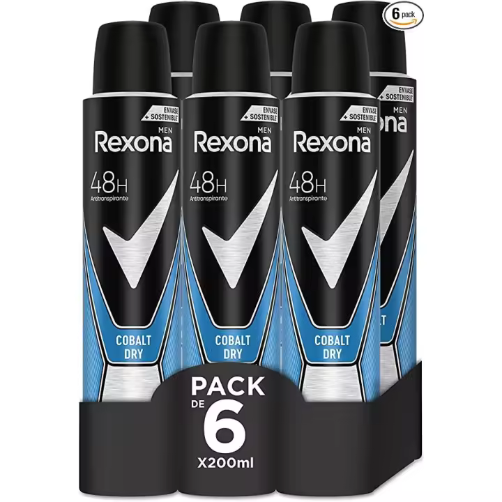 Rexona Desodorante Cobalt Dry 48h Spray 200ml - Pack de 6 - 1