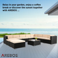 AREBOS Muebles de Jardín Polirratán Lounge |  Resistente UV | Negro | Lounge Cannes - details 18