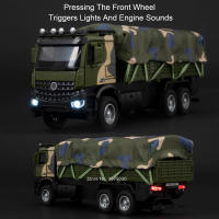 Camión De Transporte Militar a Escala 1:35 Juguete De Coche De Aleación Con Luz Y Sonido Puertas Abiertas Función Retroceso Para Niños Regalo Verde - details 3