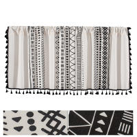 Cortina Bohemia Vintage Con Borlas Valance Corta Translúcida Para Cocina Sala De Estar Dormitorio Con Bolsillo Para Rodillo - details 1