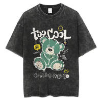 Camiseta Punk Gótica Vintage De Verano Para Hombres Y Mujeres Estampado De Oso 100% Algodón Casual Hip Hop Top Tee - details 3