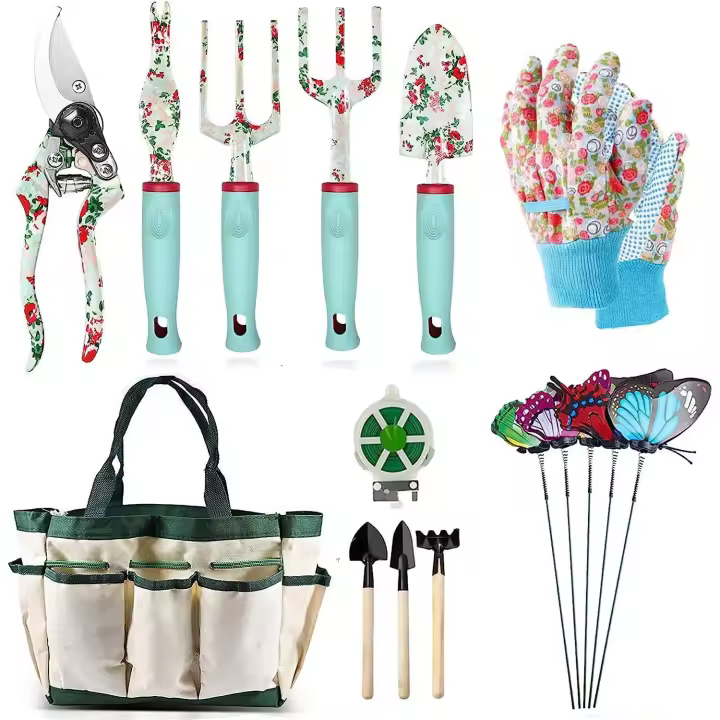 Juego de herramientas de jardinería de aleación de aluminio, 12 piezas, juego de jardinería manual para jardín de flores, kit de jardinería - 1