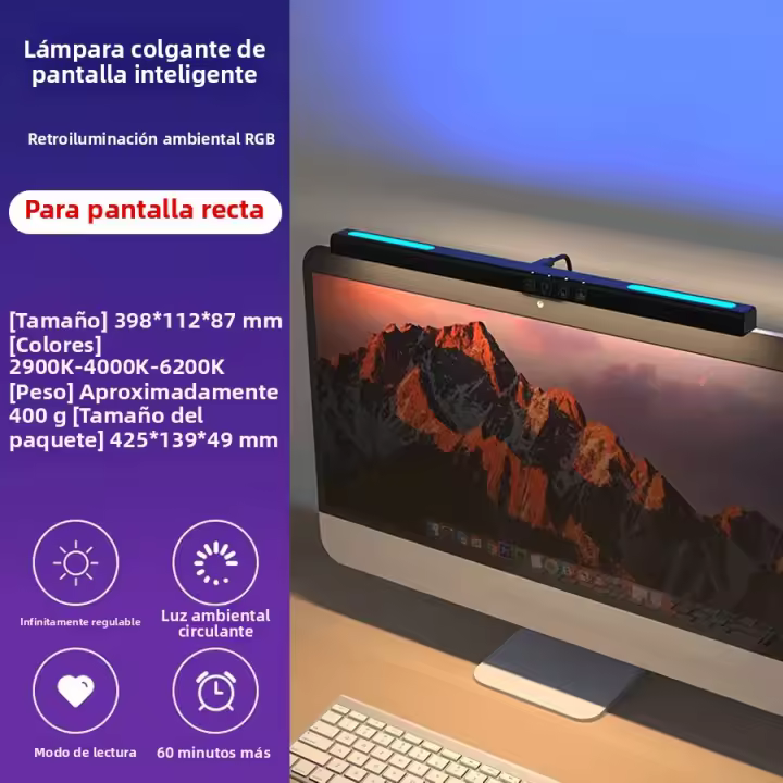 Lámpara De Escritorio LED USB Con Luz De Pantalla Curva Barra De Luz RGB Decoración De Habitación De Juego Iluminación De Fondo Moderna Sin Sombrilla Fuente De Alimentación DC - 1