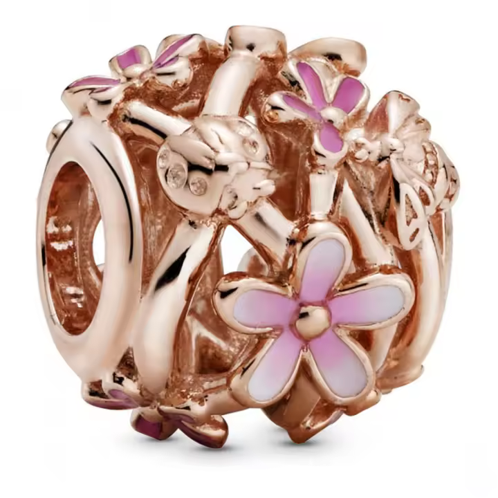PANDORA Charm 788772C0 Mujer Plata Rose Esmalte Rosa Primera Ley 925ML - 1