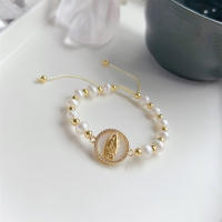 Pulsera De Perlas De Agua Dulce Virgen María Para Mujer Joyería Cristiana Con Encanto Regalo Para Amigos Pulsera De Cuero Genuino Con Cierre De Correa - details 8