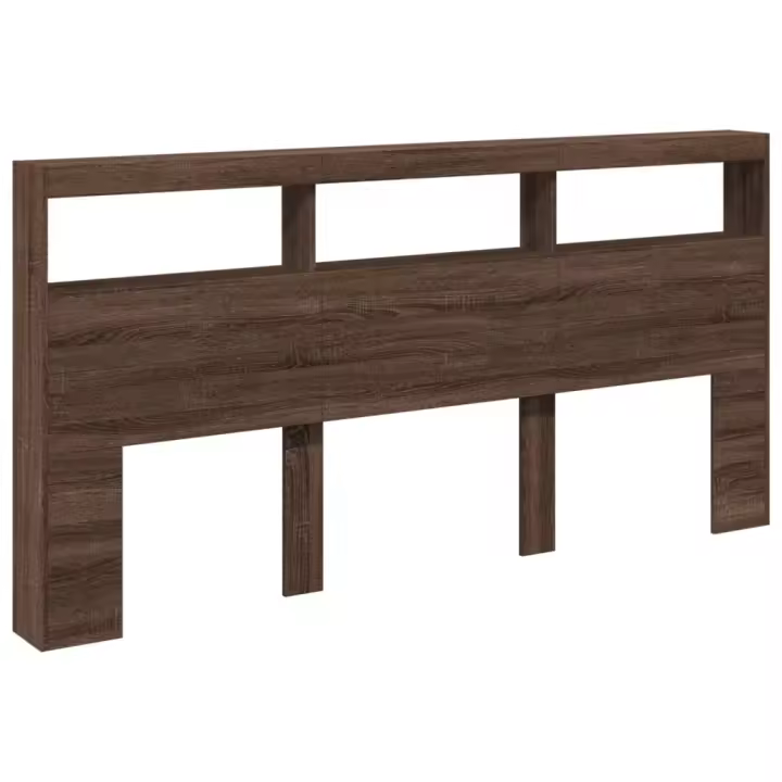 vidaXL Cabecero de cama con luz LED marrón roble 200x17x102 cm - 1
