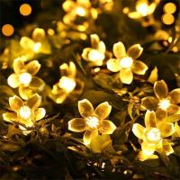 Cadenas De Luces Solares De 5M Con 20LED Para Exterior Impermeables 8 Modos Operadas Por Batería Flor De Cerezo Decoración De Jardín Y Fiesta Navideña - details 3